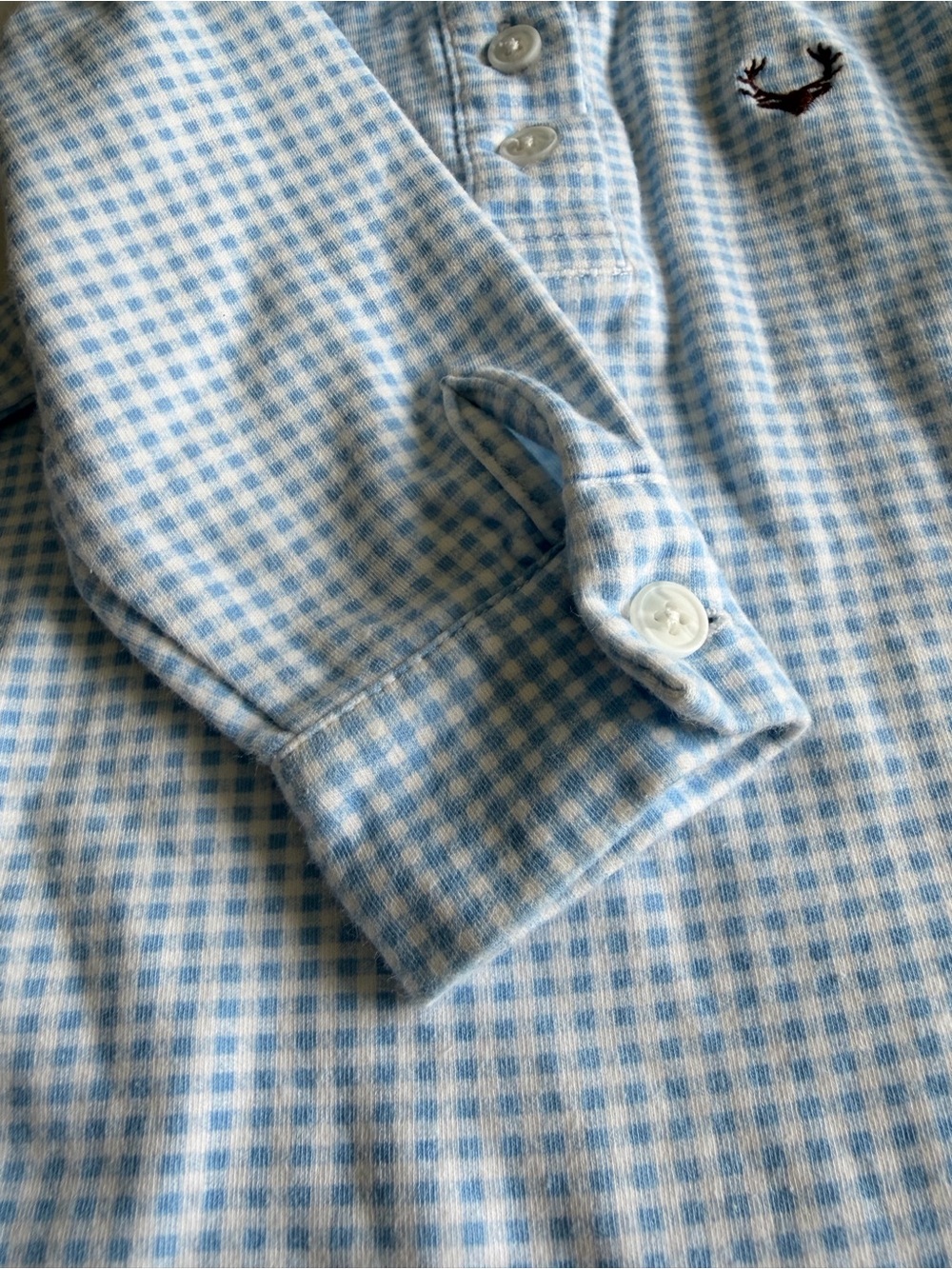 Bundle of Baby Boy Onesies Size 12-18 Months Long Sleeve Blue Gingham Gray Teal - Picture 4 of 16
